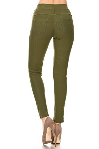 Image of Leggings Depot Women's Cotton Blend Stretch Pull-on Jeggings Casual Pants with Pockets (Available in Plus Size)