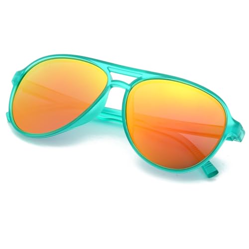 Image of Freckles Mark Classic Aviator Polarized Sunglasses for Men Women Double Bridge Retro 70s 80s Glasses Coloful Shades