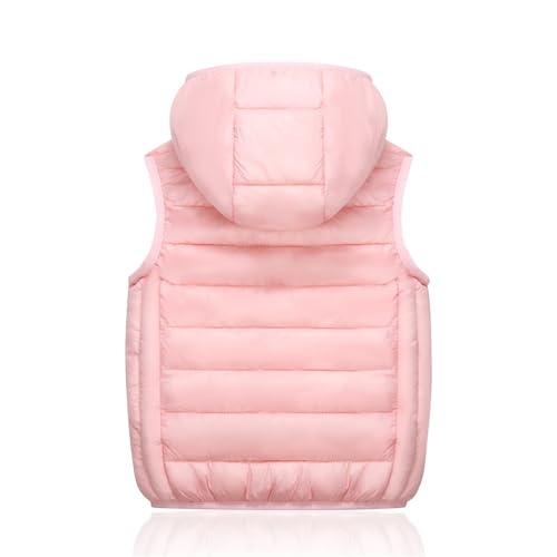 wodceeke Boys Girls Puffer Vest Kids Down Vest Coats Winter Hooded Padded Warm Waistcoat Jacket with Hood 3-14 Years3