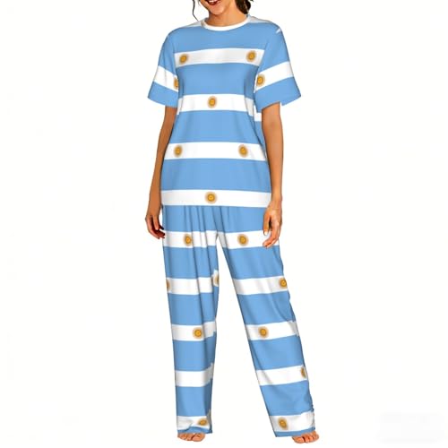 Pyjama doux imprimé drapeau argentin ensemble nuit homewear femme