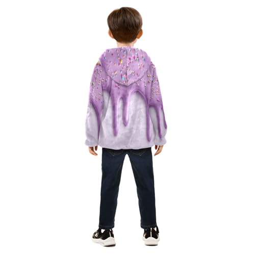 Purple Icing with Sprinkles Toddler Fleece Jacket Girl Boys Hooded Fleece Jacket Coat Warm Outwear Zip-up 3-10T4