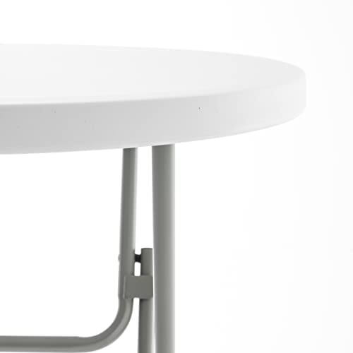 BTEXPERT 32" Round 43" Bar Height White Granite Plastic Folding Table Portable Commercial Table Banquet Card Coffee Dining Table for Wedding Party Event Home Kitchen Outdoor Set of 5