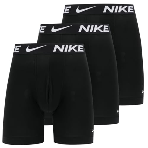 NIKE Calzoncillos Tipo bóxer Dri-Fit Esmicro para Hombre, 3 Unidades, Color Negro/Negro, XL