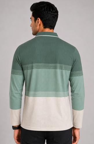 Image of SANE ORIGINALS Full Sleeves Textured Polo Tshirt for Men with Pocket || Long Sleeves Collar and Pocket T-Shirt for Men