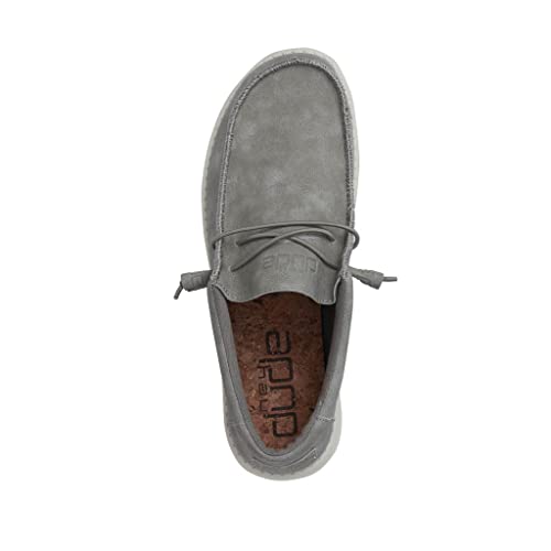 Image of HEYDUDE Men's Wally Fabricated Leather Wide Slip On Loafer | Textile Twill | Durable Textile Twill Upper, Removable Foam Insole, Flexible Outsole