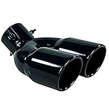 MIMIA マフラーカッター ブラック 2本出し 汎用 車用 テイルパイプ ドレスアップ ステンレス製 オーバル型 車用マフラーカッター デュアル スラッシュ 後付け エアロパーツ（ブラック）