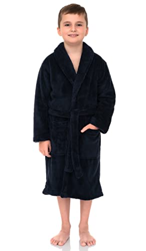 TowelSelections Boys Robe, Kids Plush Shawl Fleece Bathrobe