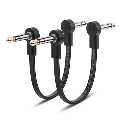 Shaevle Cavo patch TRS per chitarra, da 6,35 mm, ad angolo retto, cavi patch per pedaliera senza rumore, cavi patch effetto TRS stereo a basso profilo per pedali (15+15CM)