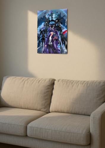 Image of NIJUKA Anime Printed Metal sheet Poster For Home And Room Decoration | For Anime Art Fans Boys And Girls (Jin wo Controling shadow army)