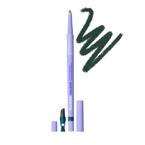 Kosas Soulgazer Gel Eyeliner (Allure) - Waterproof, Smudge-Proof Pen with Hyaluronic Acid - Retractable Eyeliner Pencil with Sharpener & Smudger, Long-Lasting - Dark Brown Matte