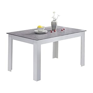 OFCASA Modern Dining Table White and Wood Rectangle Home Kitchen Table 4-6 Seater for Dining Room Kitchen Restaurant Outdoors 140 cm