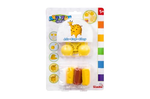 Simba Art & Fun Air Dry Clay Giraffe – Kit creativo con plastilina de secado al aire, 4 colores Airclay, piezas de plástico e instrucciones, kit de manualidades para niños a partir de 5 años