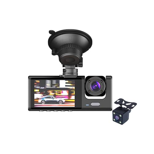 Coche DVR de 3 cámaras Full HD 1080P DELURA con pantalla LCD y lente dual