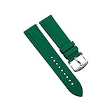 ROUHO 22mm Cinturino in Gomma Siliconica, Impermeabile Traspirante Ricambio con Sgancio Rapido per CITIZEN BN0191-55L BN0193-17E-Verde + Argento Fibbia