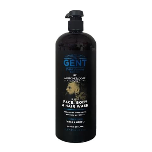 Ashtōn & Mōōre Gent - Men's 3-in-1 Face, Body & Hair Wash | Cleansing Wash With NAtural Extracts | Cedar & Neroli Scented | 1L