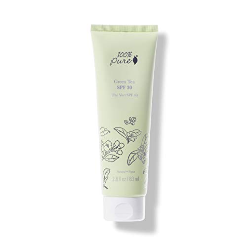 100% PURE Green Tea SPF 30, Zinc Oxide Sunscreen, Daily Sunscreen Lotion, Face Moisturizer with SPF, Natural Sunblock - 2.8 Fl Oz