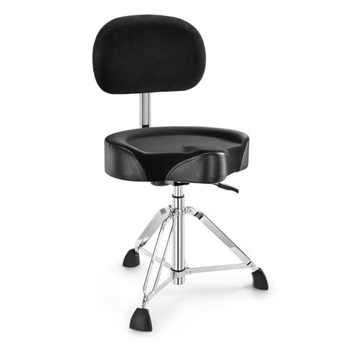 Donner Drum Throne with Backrest, Heavy Duty Hydraulic Drum Stool Height Adjustable Motorcycle Style...