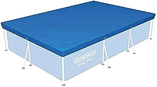 Bestway 58106-XGLX16XX02 Flowclear Swimming Cover for Rectangular Steel Pro Pools, Blue, 9 ft 10 Inch (3.00 m x 2.01 m)