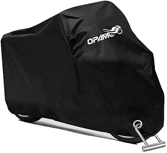 Motorcycle Scooter Cover Waterproof Outdoor - Large Medium XL 250cc 150cc 50cc Scooter Shelter for Harleys All Weather Motorbike Protection with Lock Holes Tear-Proof Heavy-Duty (Black)