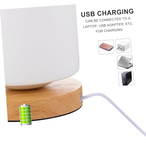 Lámpara de noche LED de madera con carga USB y luz cálida miniatura 3