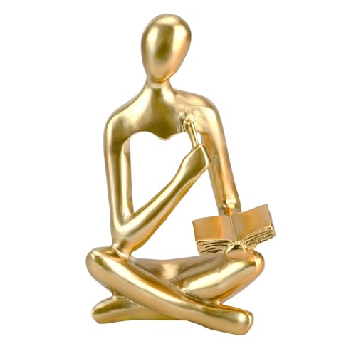 OT-NVWOZR Thinker Statue Gold Decor for Living Room, Abstract Art