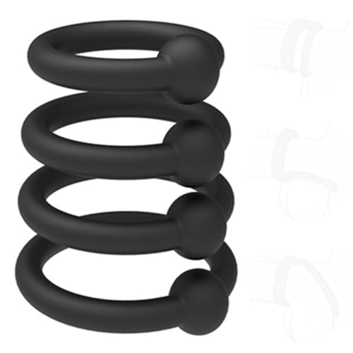 4-bitars silikonförstoringsskyddsring - Man's Choice High Stretch Double Delay Training Ring - Super Male Silicone Stretch Male Ring