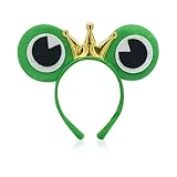 BIBITI Frosch Haarreif Fasching Damen,Krone Kopfbedeckung Karneval Frosch Kostüm Erwachsene Kinder Märchen Froschkönig Haarreifen Accessoires für Herren Froschkostüm König Ohren Stirnband Haarschmuck