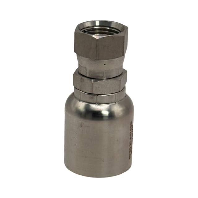 Image of 3 /8 inch Hose to 3 /8 inch Female JIC Stainless Steel Hydraulic Crimp Fitting | 37 Flare Parker-Compatible Hydraulic Hose End | R1, R2, 100R2AT, 100R16 Hose Connection