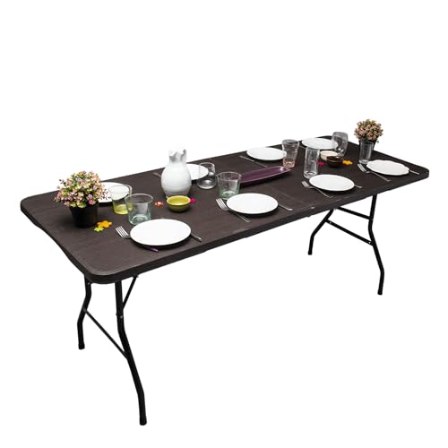 Table pliante aspect bois WERKA PRO 180x74cm pour buffet de jardin et réception - 5