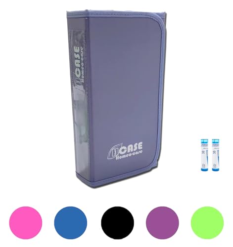 HOMEO-Case | Estuche de Homeopatía con 90 Espacios para Tubos de 4 Gramos de Boiron | Estuche Tubos de Homeopatía | Color Malva (No Incluye Tubos) | Cerrado 30 x 15,5 cm | Abierto 70 x 30 cm
