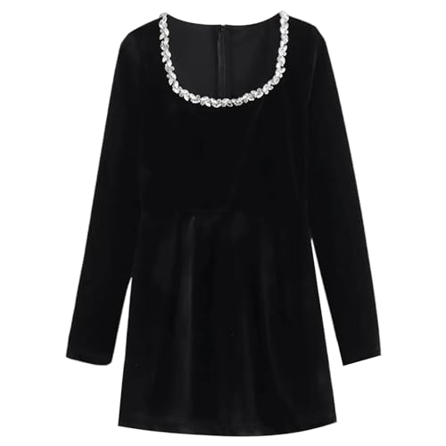 Mini robe en velours à strass chic pour briller en soirée décontractée - 3