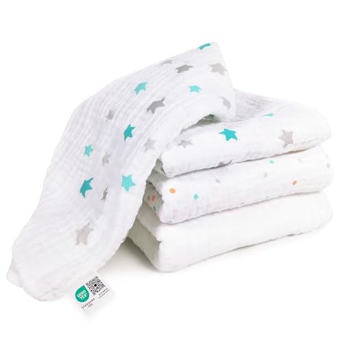 MAKIAN Mullwindeln 3er Pack, 80x80 cm, Oeko-TEX® Standard 100 geprüft, 3...