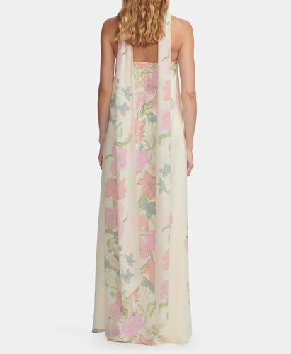 Image of Women Floral Print Maxi Tube Dress Strapless Flowy Long Bandeau Dress Y2K Open Back Sundress Summer Beachwear