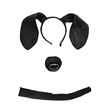 Nicky Bigs Novelties Dog Ears Headband, Dogs Headband, Dog Ear Nose And Tail Set, Dogs Ear Costume, Animal Costume for Adults- Black