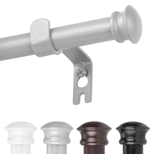 Image of CorkLatta Silver Curtain Rods for Windows 30 to 60 Inches with Brackets, Decorative 5/8 Inch Diameter Single Window Curtain Rod Set for Room Divider, Bedroom, Living room, Kitchen, Bathroom | Easy Install,Decorative Small Metal Window Curtain Rod for Room Divider,Bedroom,Living room,Kitchen