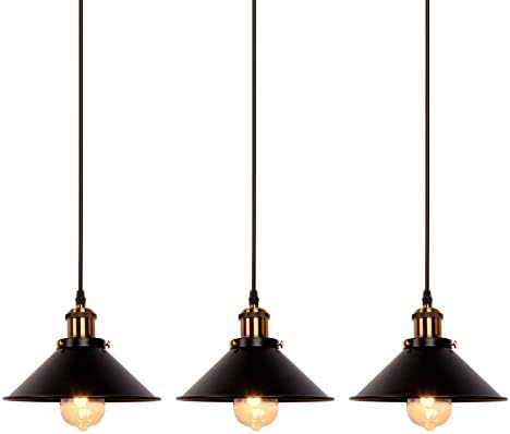 Newrays Lot de 3 luminaires suspendus industriels rétro en fer no...