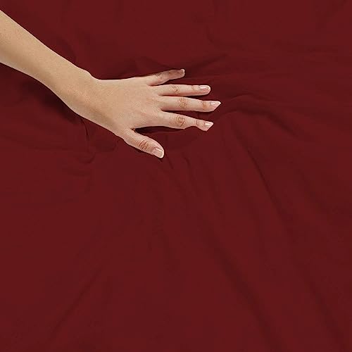 Image of Duvet Cover Set King Size Bed (92x110 Inch) 1 Duvet Cover + 2 Pillow Covers with Zipper 900 TC Microfiber Luxurious Quilt, Comforter, Rajai, Dohar Blanket Cover (Burgundy)