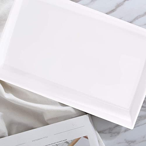Supernal B09BR4WVPL 12Pcs White Plastic Serving Trays,15''X10'' Decorative Serving Trays,Slanted Rectangle Platter,Plastic Fast Food Tray,Wedding Platter Party Trays,Disposable Serving Party thumb #5