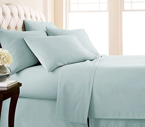 Image of Twin XL Cotton Jersey Sheet Set, Soft & Comfy, Hospital, Mint Blue