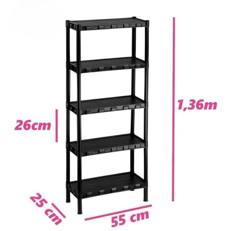 Estante com Prateleira Organizadora de Plástico Modular Multiuso para Cozinha Quarto Livros (5 Prate