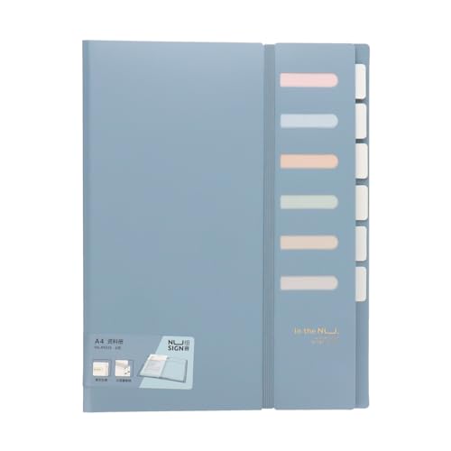 【横トナ】deli Nusign インデックスポケットファイル A4対応 6ポケット ブルー 青 NS516 シンプルデザイン A4 くすみカラー <1ポケットあたりA4用紙最大30枚ずつ収納が可能> <カテゴリを書けるラベルシート付> <使いやすいカラー