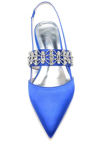 Hanfike Comfortable Bridal Flats for Women Slingback Rhinestones Evening Shoes JY2093