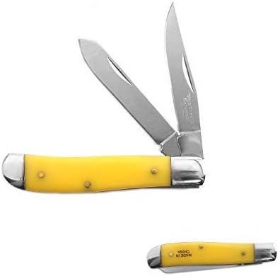 Wild Turkey Handmade Gentleman's Trapper Design Folding Pocket Collectors Knife EDC Slim Sleek Design (Yellow)