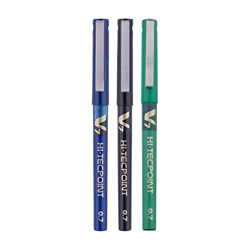 Image of Pilot V7 Liquid Ink Roller Ball Pen (1 Blue + 1 Black + 1 Red) V7 Liquid Ink Roller Ball Pen (1 Blue + 1 Black + 1 Green)