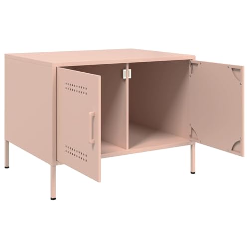 Table basse industrielle rose en acier table d'appoint 2 portes - 8