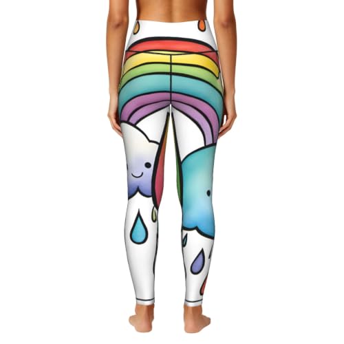 Leggings con estampado de gotas de lluvia arcoíris EKPASVC para mujer 4