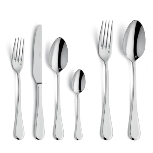 COUZON - Ménagère 50 couverts de table pour 12 personnes - Dunes - Acier inoxydable 18/10, Finition Miroir, Epaisseur 3 mm - Inox