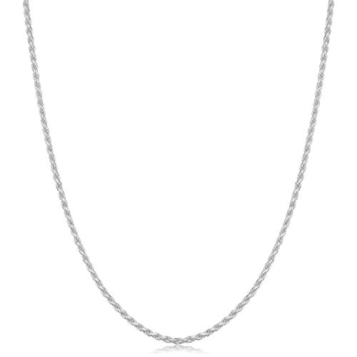 925 Sterling Silver Diamond Cut Rope Chain Necklace, 1.5MM - 3.5MM Braided Rope Chain Neclace, Sterling Silver Necklace,silver chain made in italy