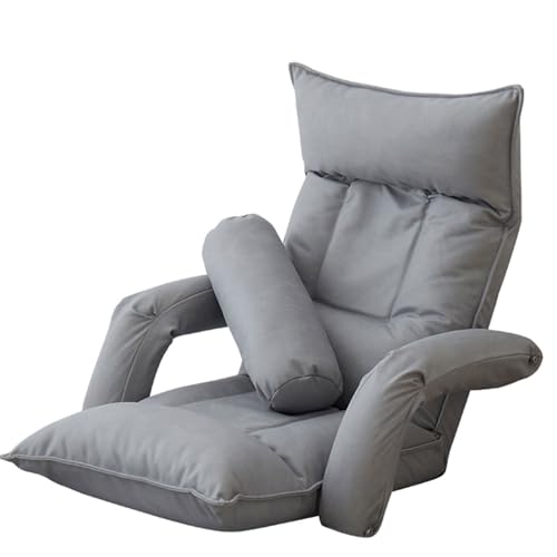 Chaise de sol réglable grise avec support dorsal et appui-tête