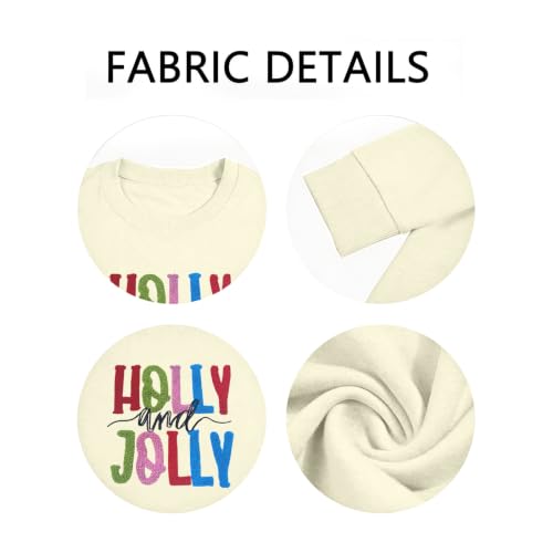 Christmas Sweatshirts for Women Holly and Jolly Embroidered Pullover Tops - image 8